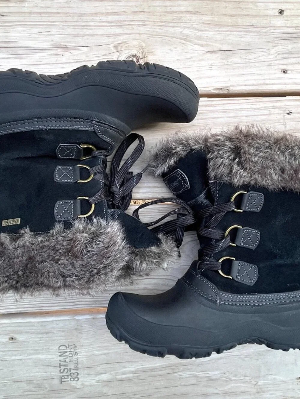 Khombu Slope Snow Boots Sz 8M Gorpcore Faux Fur Lace Up EUC Warm